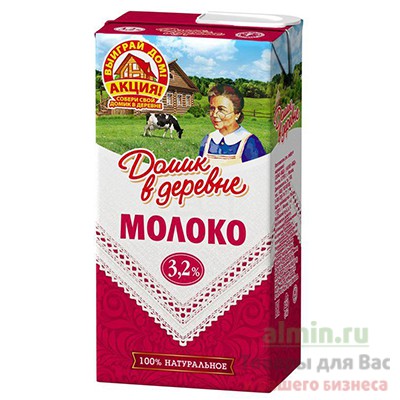 Молоко 3,2% 950г ДОМИК В ДЕРЕВНЕ 1/12 Молоко 3,2% 950г ДОМИК В ДЕРЕВНЕ 1/12