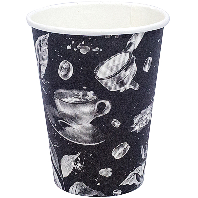 Стакан бумажный 300мл D90 мм 1-сл для горячих напитков BARISTA BLACK ...