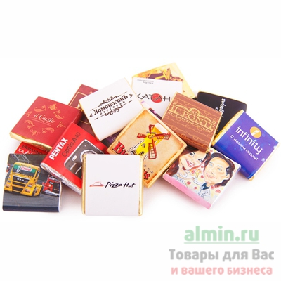 Шоколад горький порционный 5г С ВАШИМ ЛОГОТИПОМ 1/1000, 1000 шт./упак в ...