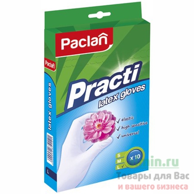Перчатки одноразовые ЛАТЕКСНЫЕ L 10 шт/уп опудренные БЕЛЫЕ PACLAN 1/20 Перчатки одноразовые ЛАТЕКСНЫЕ L 10 шт/уп опудренные БЕЛЫЕ PACLAN 1/20