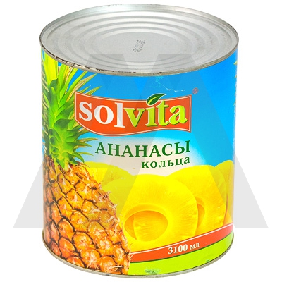 Ананасы консервированные 3005г SOLVITA кольцо ж/банка 1/6 в Москве ...